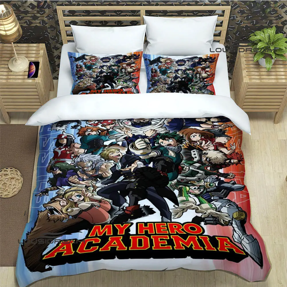 

Комплект постельного белья с изображением героев мультфильмов моя геройская академия, изысканные принадлежности, Комплект постельного белья с пододеяльником, семейным стилем, роскошный подарок на день рождения