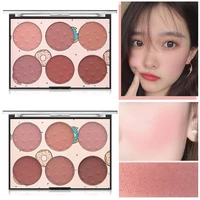 6 colors blush blusher plate natural nude makeup matte shimmer rouge long lasting beauty makeup palette cosmetics