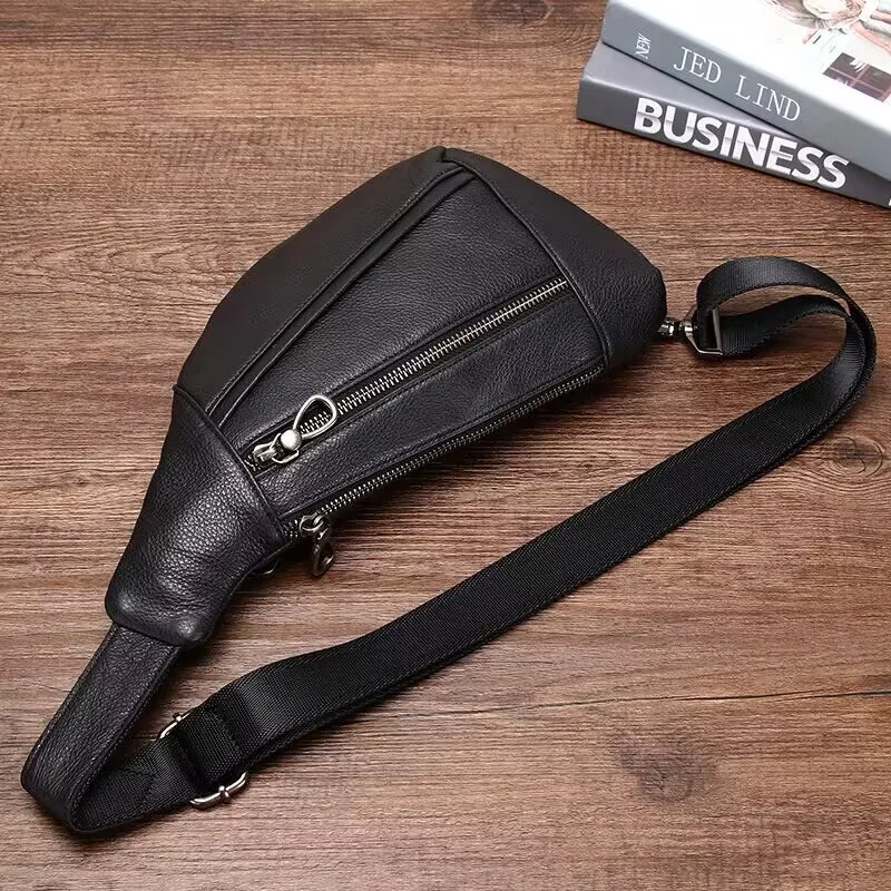 Fashion Chest Bag for Men Genuine Leather Shoulder Bags Male High Quality Crossbody Bag Single Messenger Bag