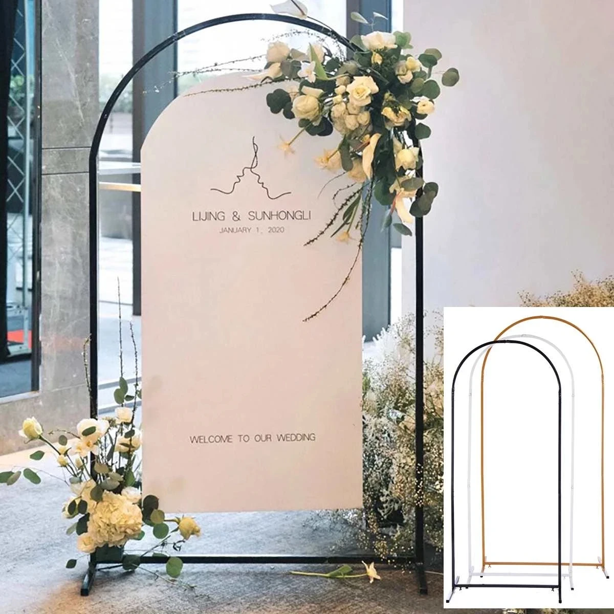 

2M X 1M Metal Wedding Arch Background Wrought Iron Shelf Decorative Props DIY Wedding Party Background Shelf Flower with Frame