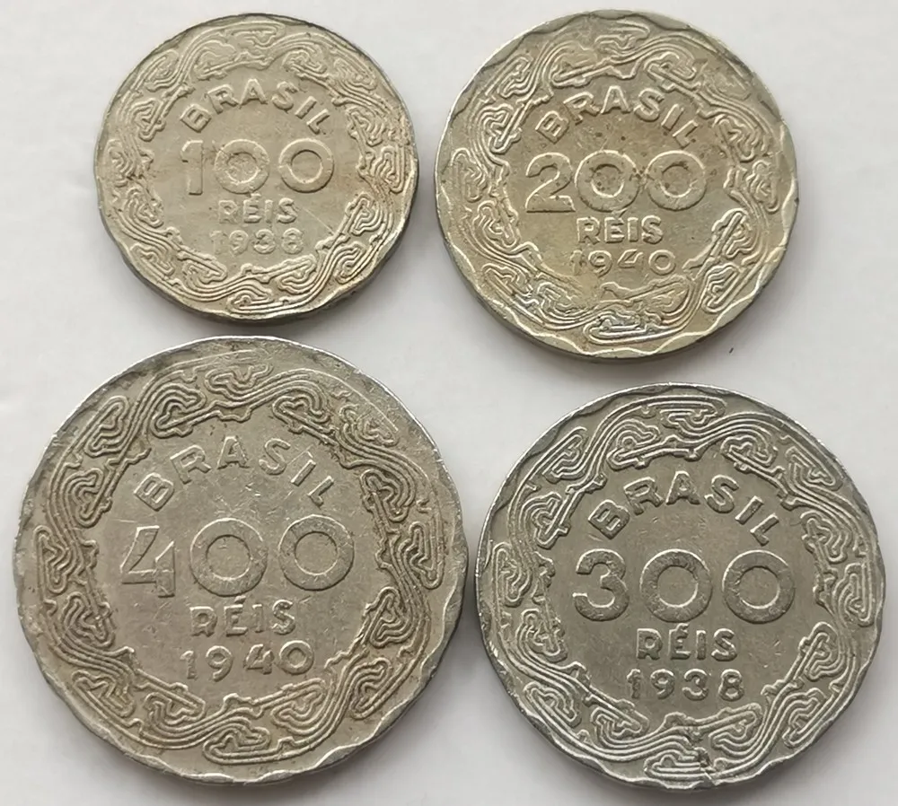 

Бразилия 1938-1942, 4 монеты в наборе, Парижская памятная монета, 100% оригинал