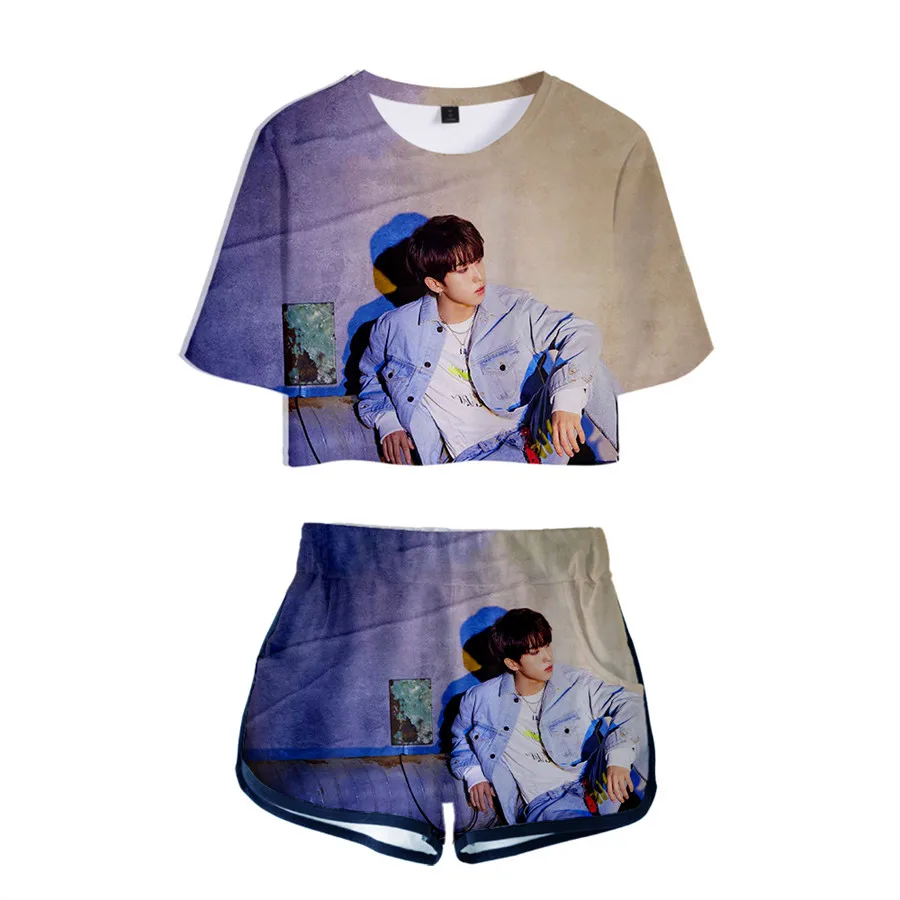 Kpop Stray Kids SKZ комплект из футболки и шортов Модный Harajuku сексуальные Клубные наряды