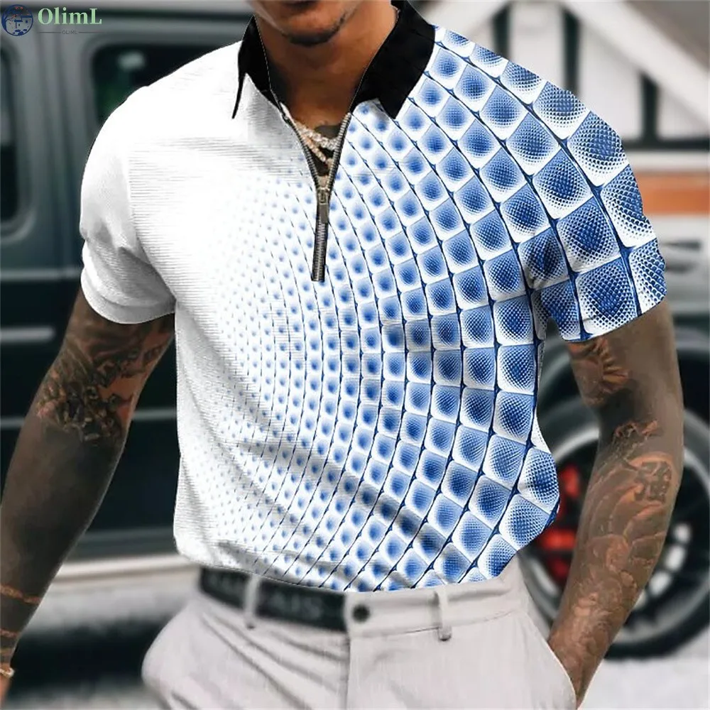 

Retro Polo For Men 3d Spotted Men'S Clothing Street Casual Short Sleeved Loose Oversized Shirt High Quality Sportswear Soft Tops