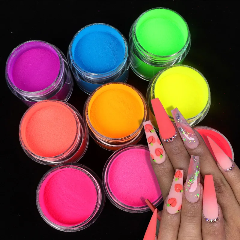 9pcs Nail Extension Acrylic Powder Neon Pigment Powder 3D Carving Nail Art Accessories Manicure Nail Supplies For Professionals