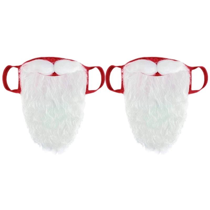 

2Pack Christmas Decoration Creative Santa Claus Beard Masks Adult Funny Santa Beard Face Covers For Xmas Cosplay Party