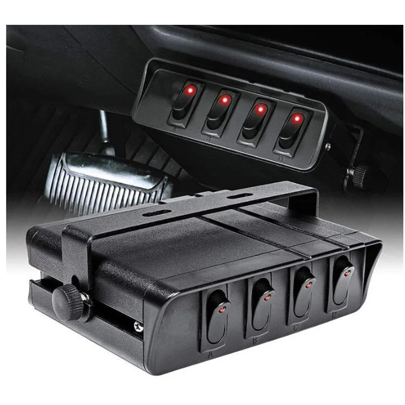 

12V 24V 20A 4 Gang Rocker Switch Box Emergency Strobe Light Controller Panel System Waterproof for Car RV Marine Boat