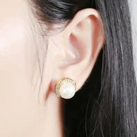 fashion women earring accessories small round shell pearl simple jewelry gold for cute girl earrings stud rings piercing gift