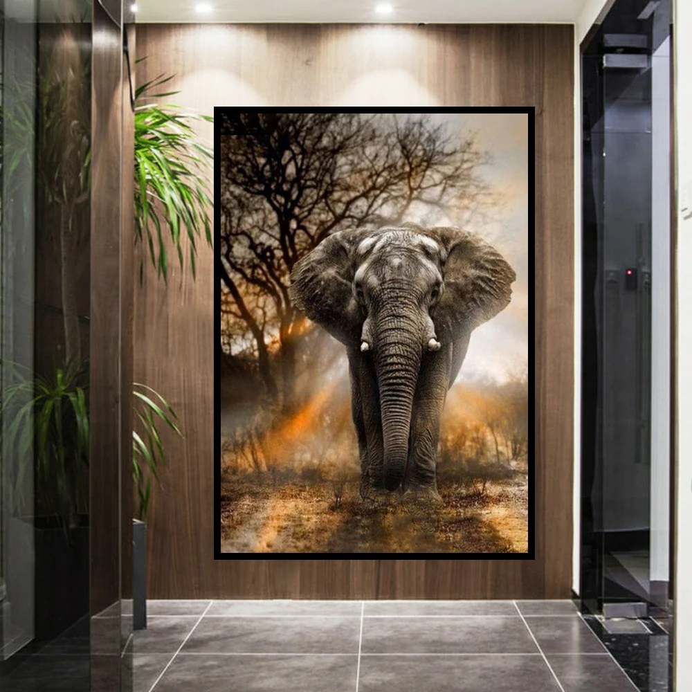 

DIY Diamond Painting Sunset Elephant Full Drill Animal Picture Cross Stitch Kits Rhinestone Art Embroidery Wall Cute Home Decor