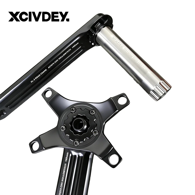 Фото Велосипедный шатун XCADEY XPOWER нового стиля, из алюминиевого сплава, с титановой осью 24 мм, прочный и долговечный, 110BCD, четырехзубчатый патрон. №4