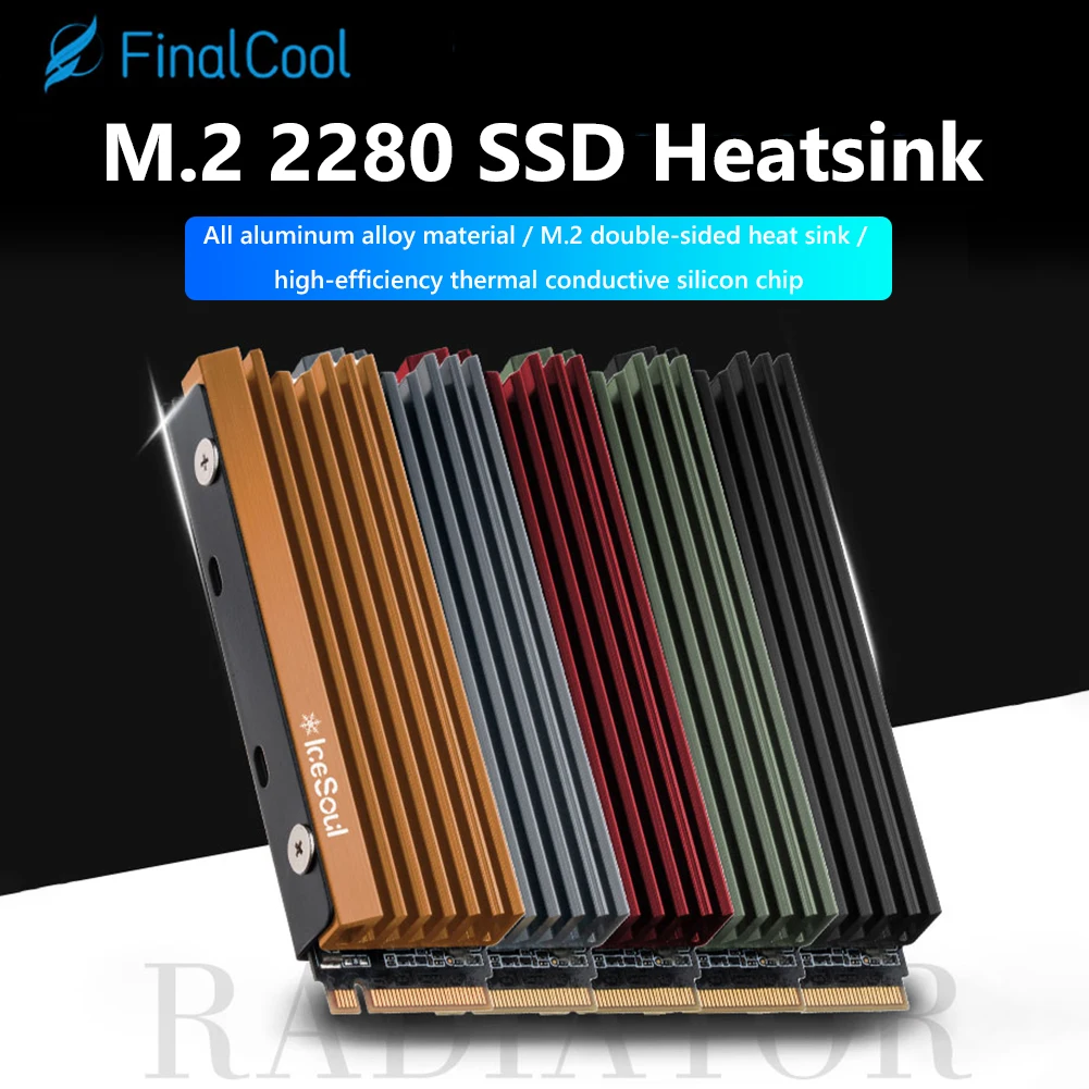 

FinalCool IceSoul 08 Aluminum Alloy M.2 SSD Cooling Heat Sink M2 NVME NGFF 2280 Solid State Hard Disk Heat Cooler Radiator