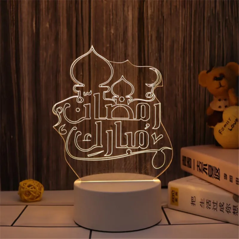 

3d Lamp Bedroom Bedside Table Night Light Eid Kareem Ramadan Decor Room Ornaments Islamic Muslim Party Decoration Home Lighting