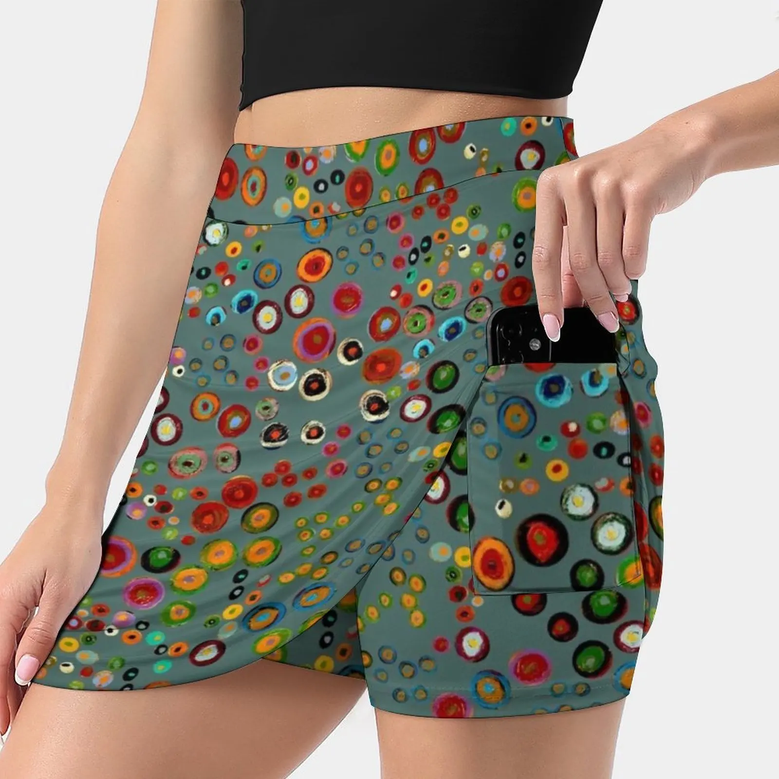 

Meandering Spirals : Turquoise Women's skirt Mini Skirts A Line Skirt With Hide Pocket