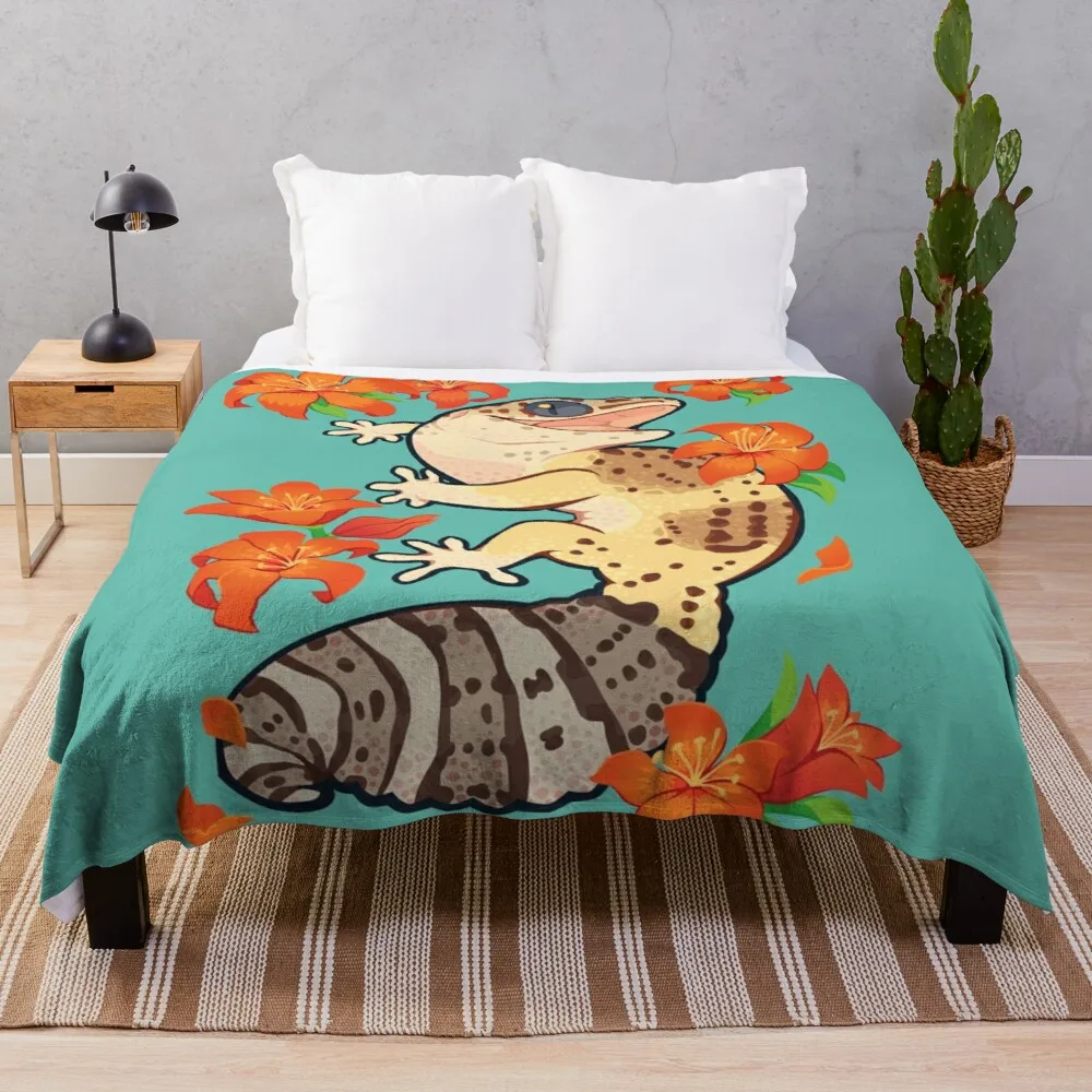 

Fire lily gecko Throw Blanket soft bed blankets