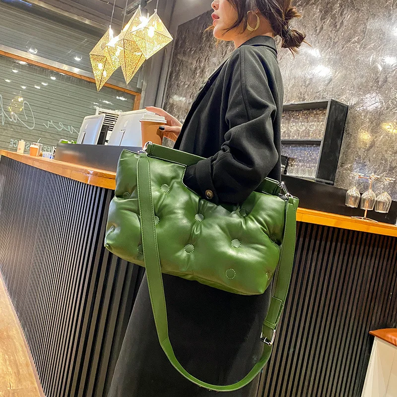 

Casual Space Padded Pillow Bag Women Shoulder Bags Soft Pu Leather Crossbody Messenger Bag Large Tote Handbags