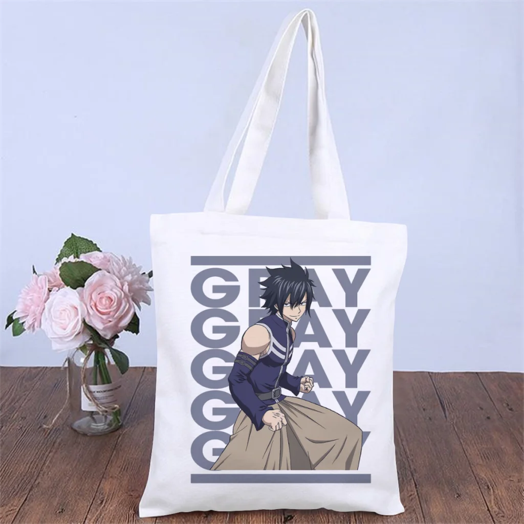 

Character GrayHandbag Fairy Tail Anime Shoulder Canvas Bags Girls Boys Storage Pocket Shopper HandBags Vintage Pouch Tote Bag