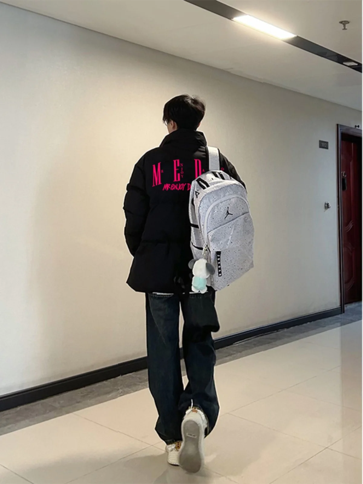 Черный пуховик в стиле хип-хоп с воротником-стойкой мужская зимняя куртка на