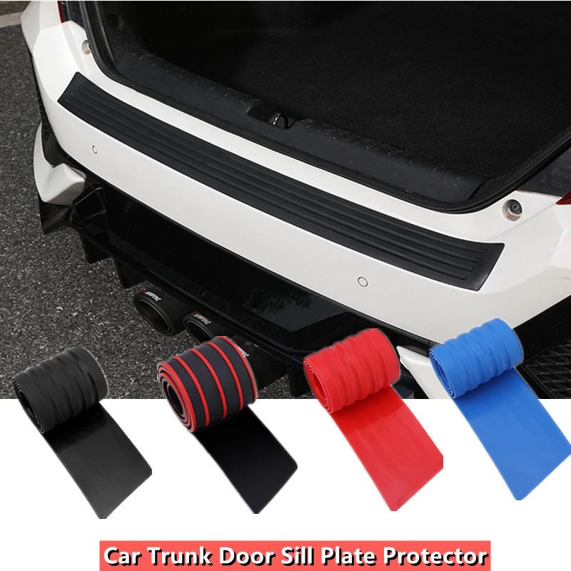 

Universal 104*9cm 90*8cm Car Trunk Door Sill Plate Protector Rear Bumper Guard Rubber Mouldings Pad Trim Cover Strip Car Styling