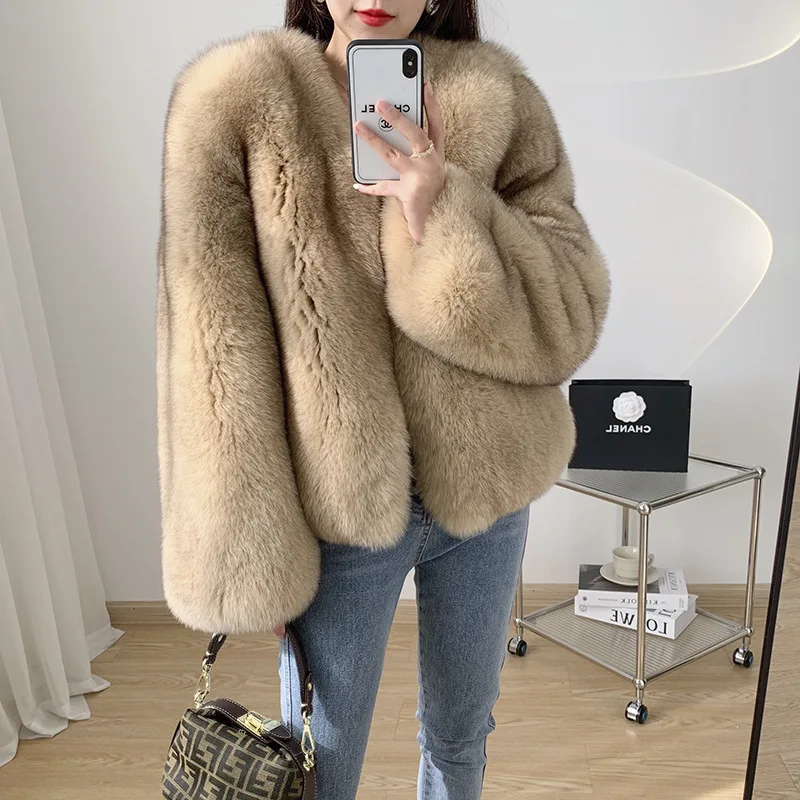 Luxury Real Fur Coat  Whole leather fox fur coat Winter Jacket Women Natural Fox Fur Thick Warm Outerwear Streetwear New Fashion