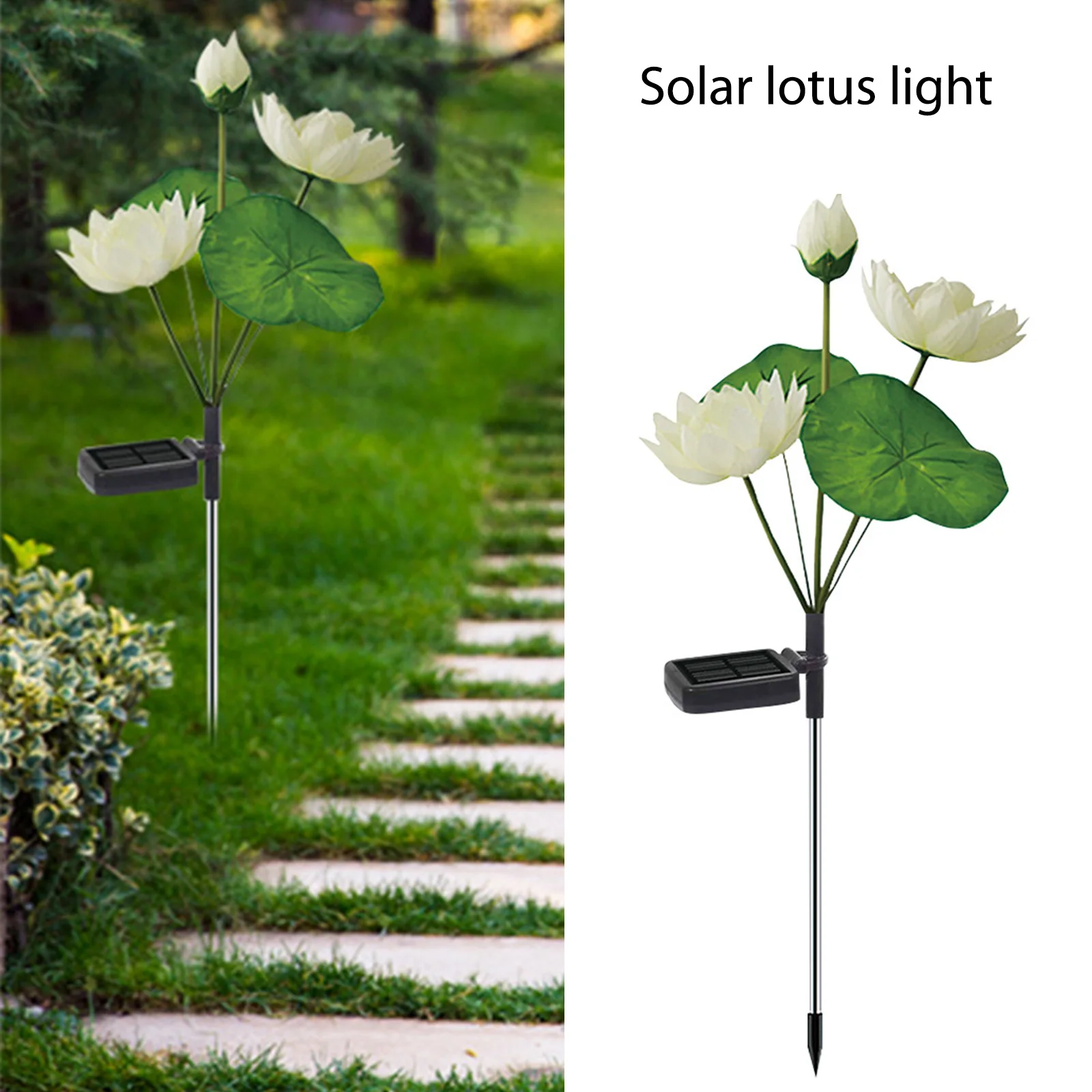 

2pcs 4LED Ground Plug Lamps Waterproof Solar Lotus Courtyard Lawn Lights Lighting Ornaments Home Decor for Yard Walkway