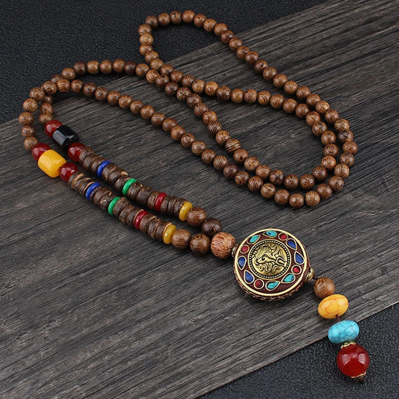 

Clothes Accessories Vintage Long Wooden Sweater Chain Pendant Wooden Bead Chain Pendant Accessories
