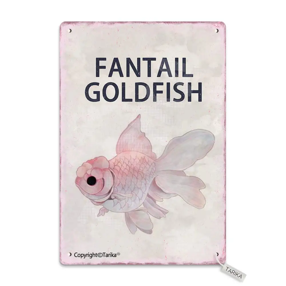 Fantail Золотая рыбка 20x30 см жестяное винтажное украшение табличка для дома кухни