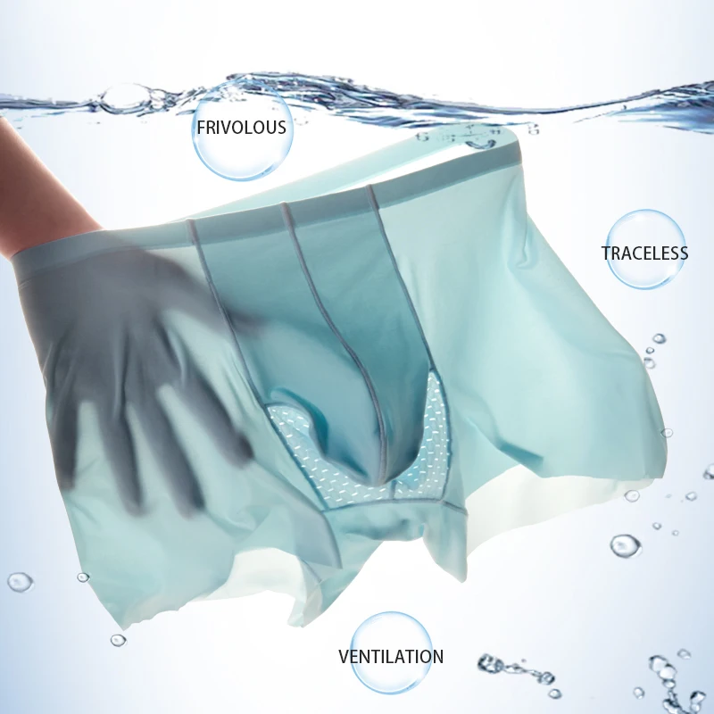 

3pcs/lot Ice Silk Men Underwear Mens Bodysuit Male Solid Underpants Men's Panties Boxer S horter Plus Size Men Underwear