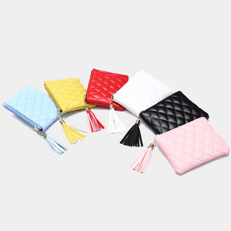 

Diamond Embroidery Coin Purse Women Multi-colored Tassel Pouch Zipper Wallet Portable Solid Color Money Bag Coin Purse