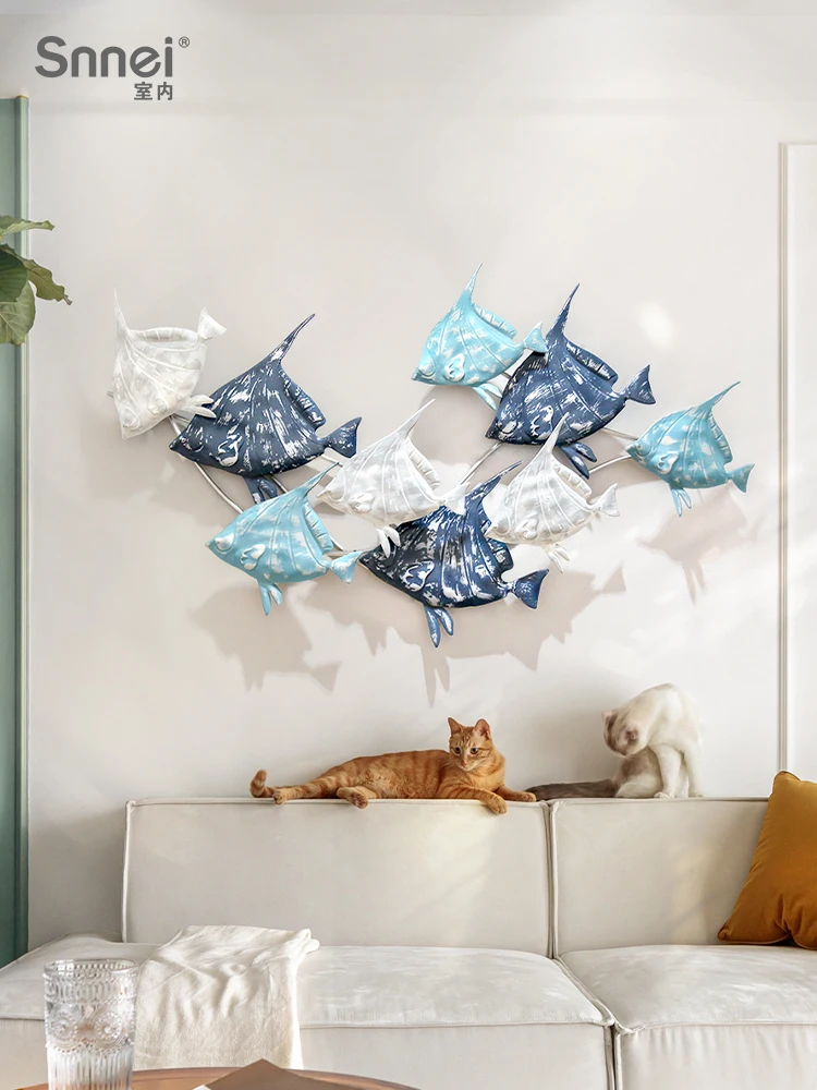 

Настенное украшение, креативное железное настенное украшение, настенные подвесные элементы, трехмерное настенное украшение групповой рыбы