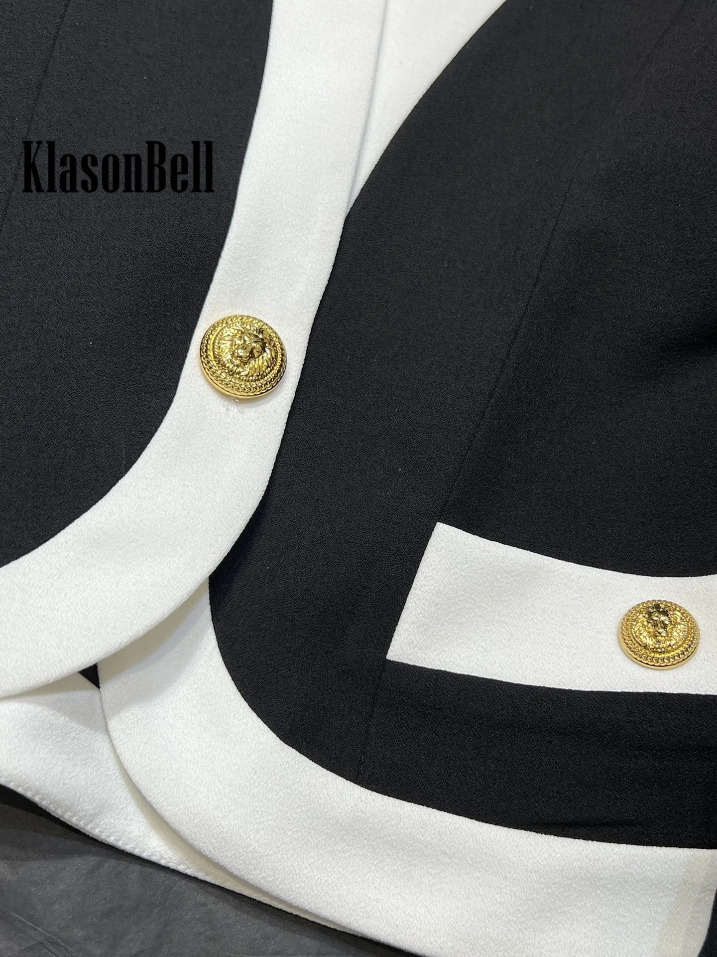 KlasonBell-Женская куртка с v-образным вырезом темпераментная черный белый сращенный