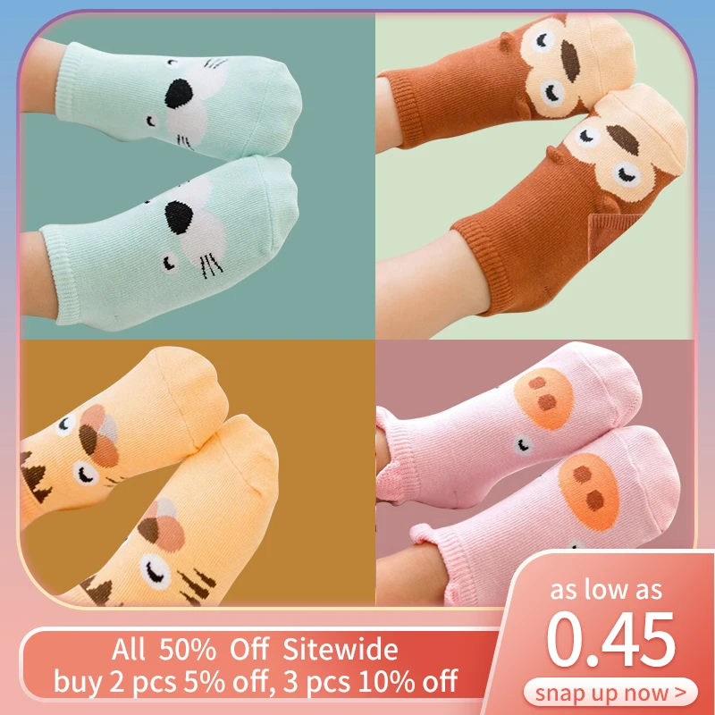 

Anti-slip Silicone Bottom Baby Socks Soft Breathable Sweat Absorption Cotton Toddler Cartoon Boy Girl Floor Socks Infant 짧은양말