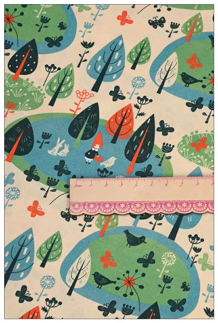 Хлопчатобумажная тканая ткань Showa с героями мультфильмов кавайная девочка Лес