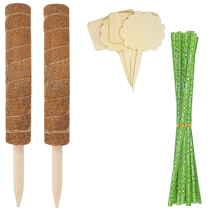 

Moss Pole Plant Support.26.6 Inch Moss Sticks For Indoor Plants Climbing.2 Coir Poles With 45 Twist Ties And 4 Tags