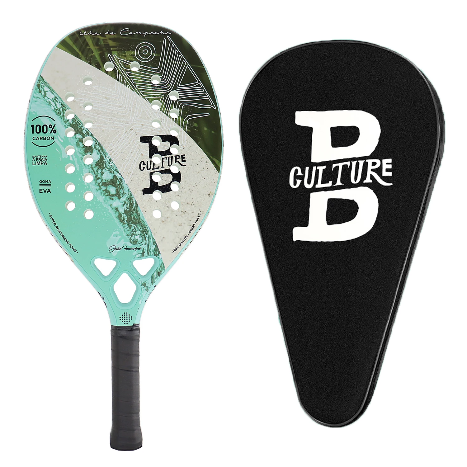 Beach Tennis Racket with Cover Bag 100% Carbon Fiber EVA SOFT Raquete Beach Tennis Round Surface for Men and Women