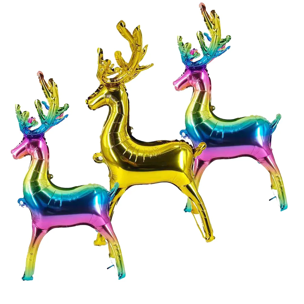 3pcs Multicolor Standing Deer Balloons Reindeer Animal Foil Balloons Xmas ornaments Christmas Parti Decoration Inflatable Toys