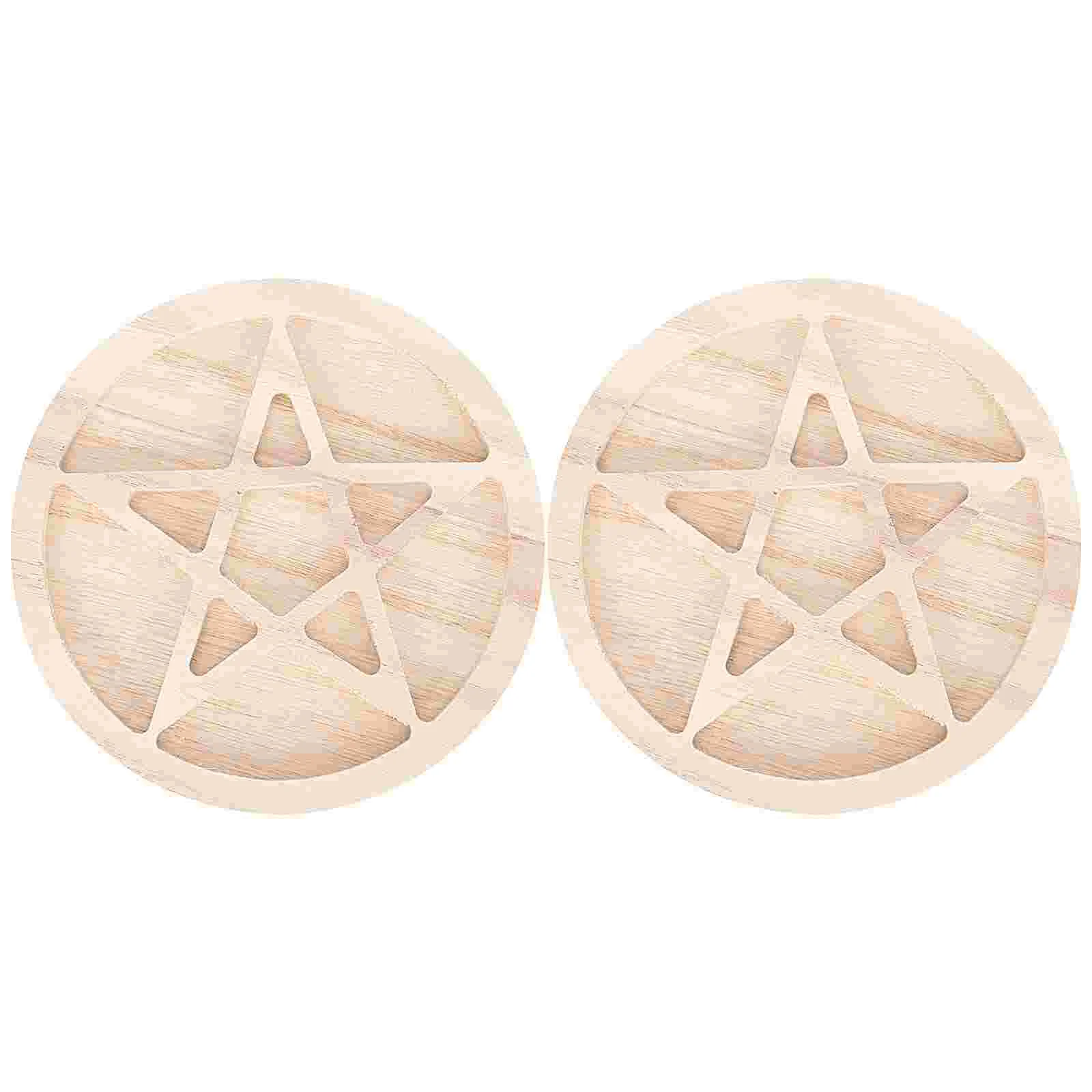 

2Pcs Wooden Essential Oil Bottle Holder Star Design Crystal Stone Tray Manicure Oil Plate