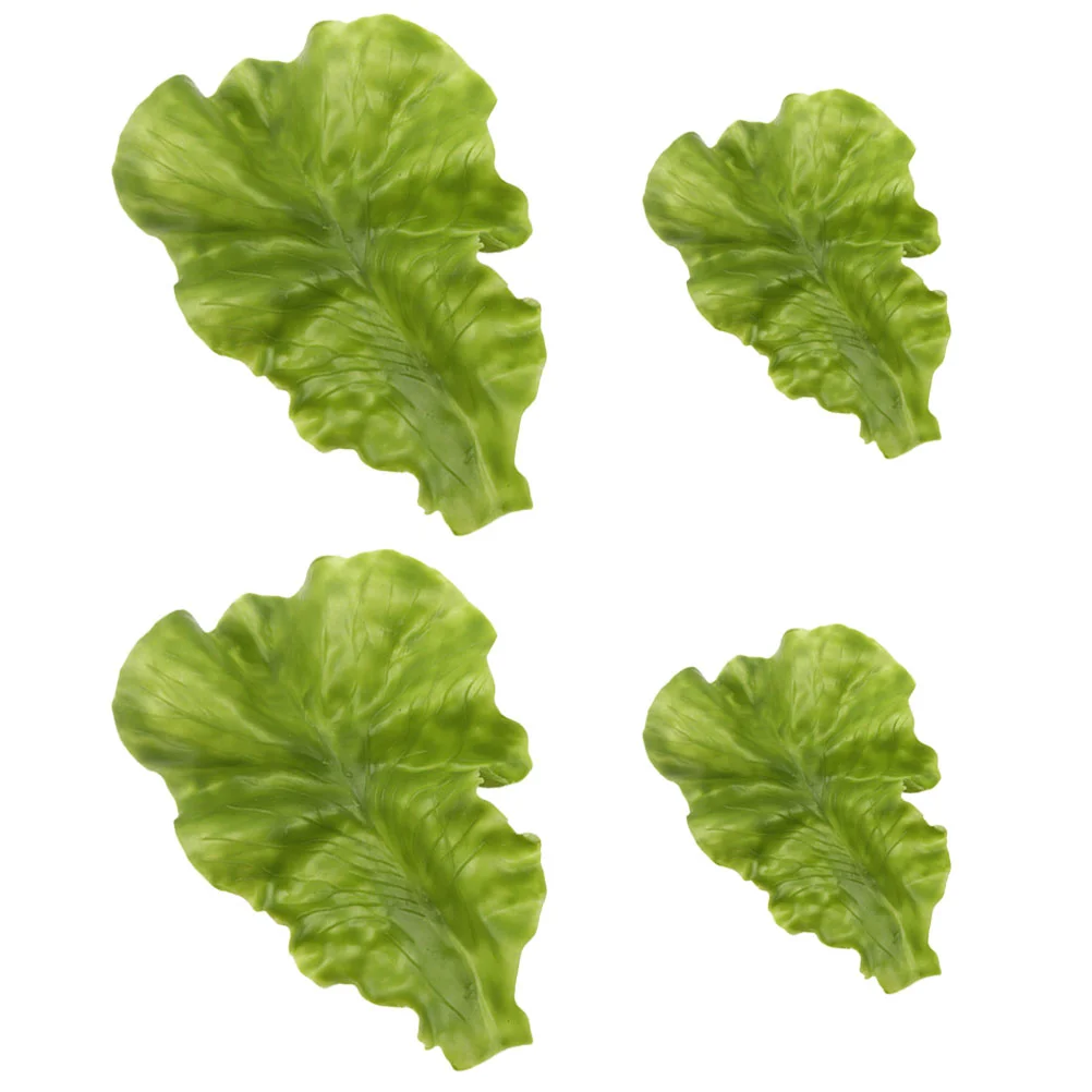 

4 Pcs Simulated Vegetables PU Lettuce Decor Realistic Plants Fake Faux Food Artificial Leaf Decors Photography Prop Ornament