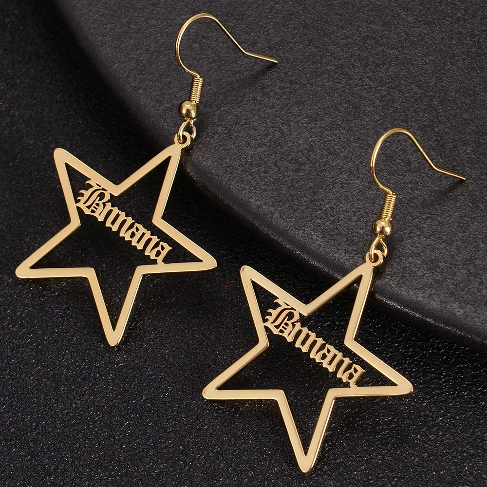 

Персонализированные серьги-подвески из нержавеющей стали с именем девушки, индивидуальные буквы, уникальные подарки на день рождения, ювелирные изделия