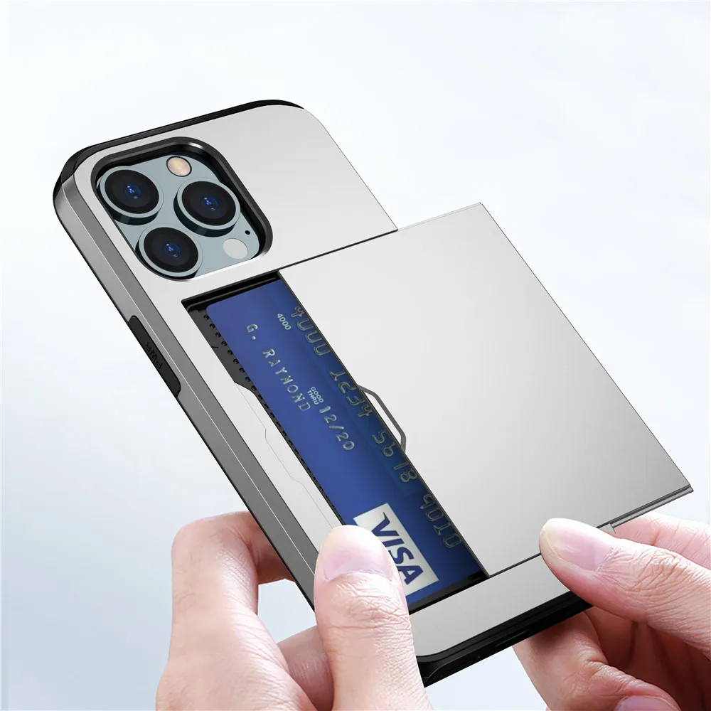 

Armor Case For iPhone 14 Pro Max Cover iPhone 14 Pro Case Sliding Door Hidden Pocket Card Slots Coque For iPhone 14 Plus 14 Pro