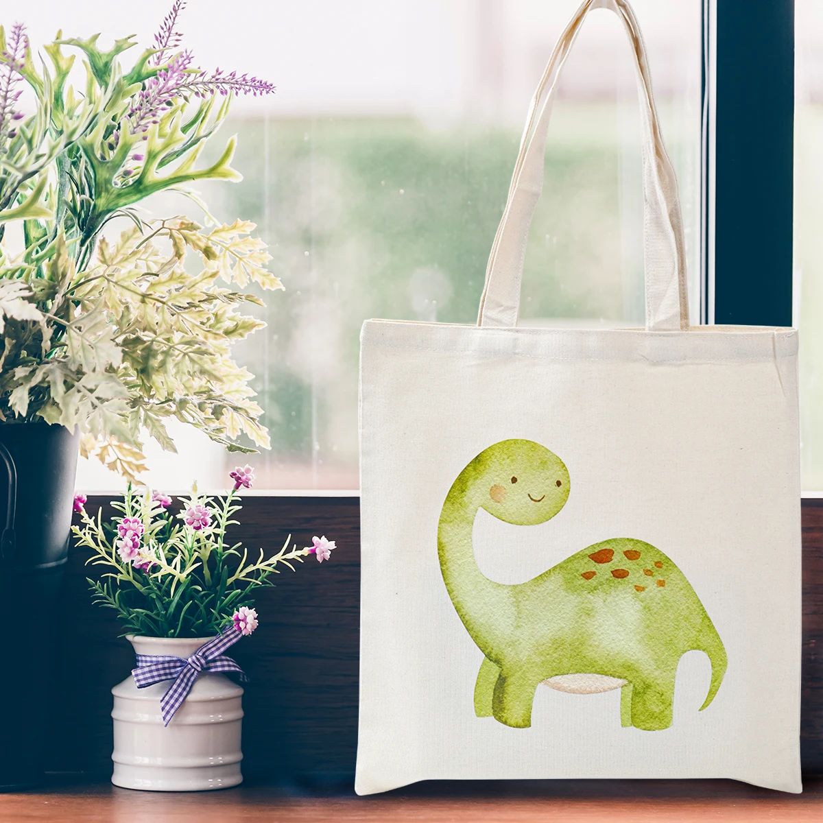 Холщовая Хлопковая Сумка-тоут для покупок с динозавром складная многоразовая