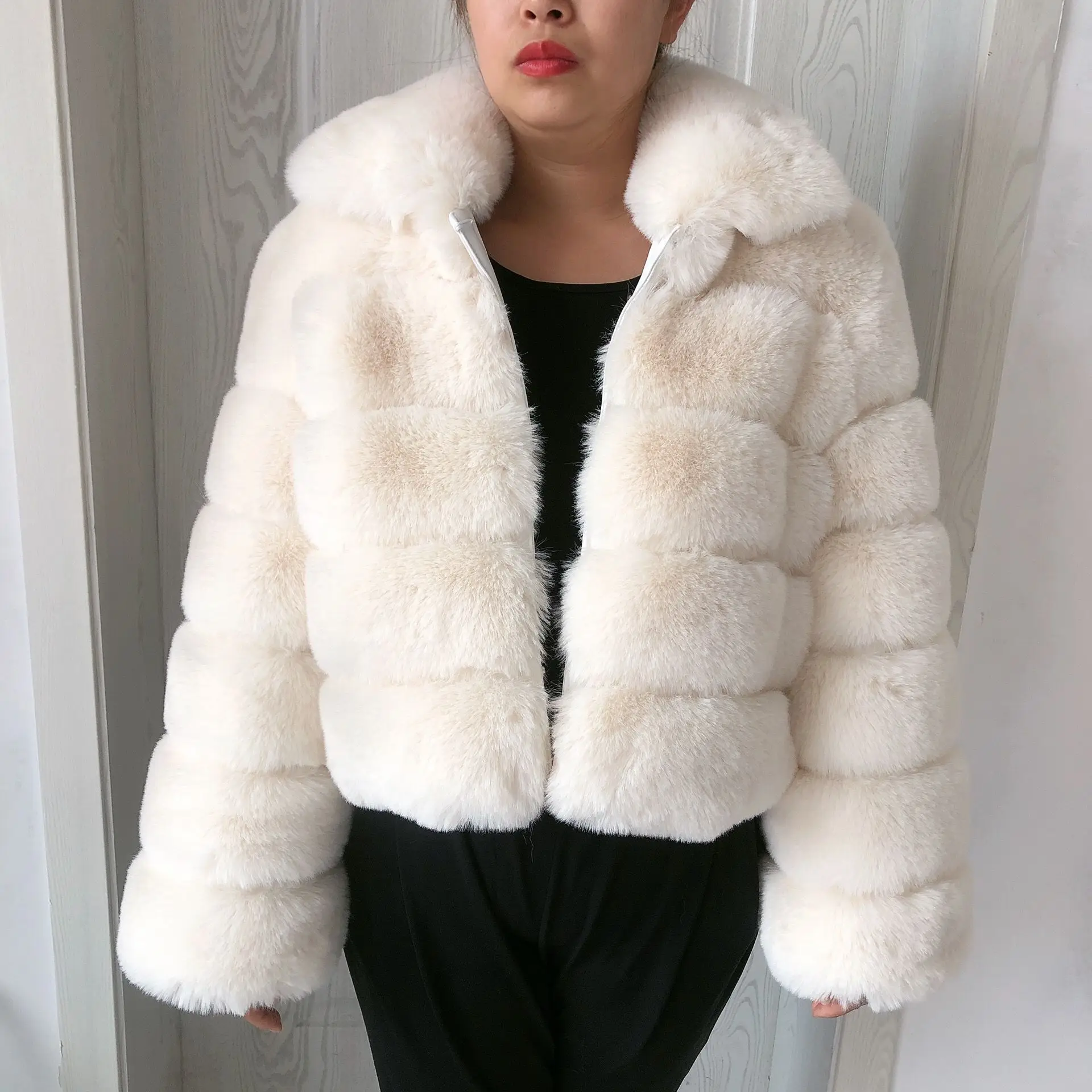 Women's fur coat luxury winter coat faux fur coat with lapel furry Fake fox fur coat thick synthetic Ladies fur free shipping