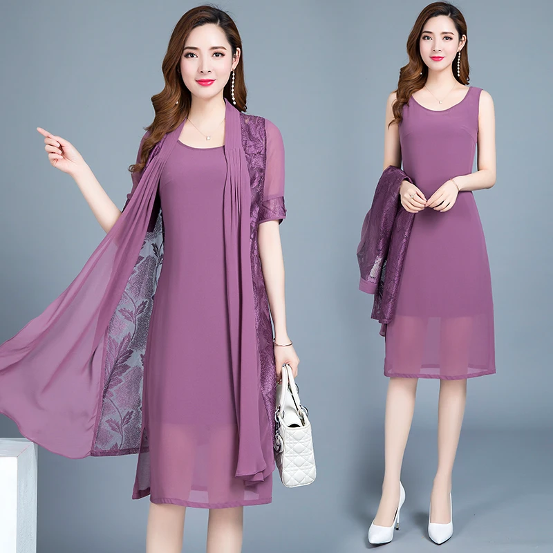 

Elegant Lace Embroidery Dress Suit Two Piece Set Womens Outfits Fall Mother The Bride Dresses Wedding Party Gown Oversize E183