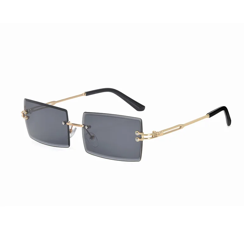 

2023 new square -shaped frameless sunglasses European and American summer fashion sunglasses explosion metal retro tide glasses