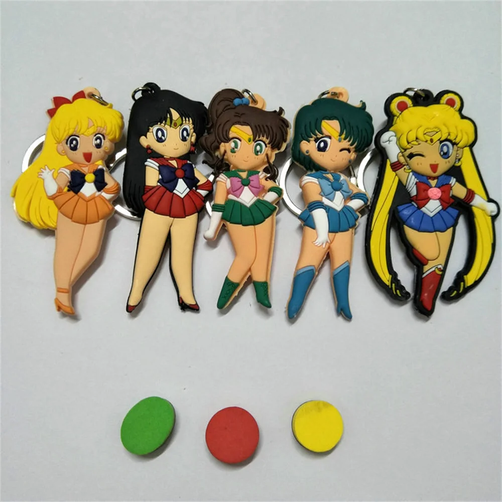 

5pcs/lot Japan Anime Cartoon 3D Figure Keychain silica gel Key Rings Trinket Props Bag Doll Key Buckles pendant jewelry gift