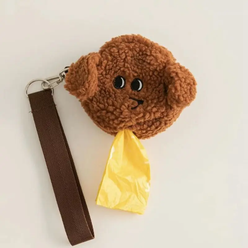 

Pet Portable Waste Bag Dispenser Dog Poop Bag cute plush teddy Outdoor Carrier Dog Clean Bag Holder Storage Box bag Accessoriees