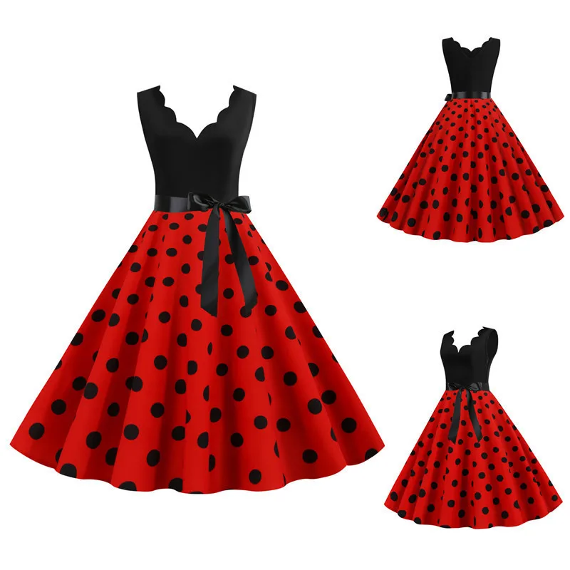 

Audrey Hepburn Polka Dots Retro Vintage 1950s Vacation Dress Flapper Dress Swing Dress Women's Costume Vintage Cosplay Casual