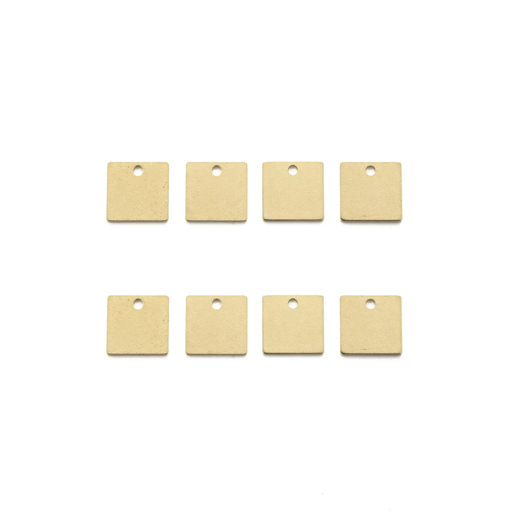 

30Pcs Raw Brass Flat Square Charms 9.5mm Geometry Blank Tag Charm Pendant for Earrings Necklace Bracelet Jewelry Making Findings