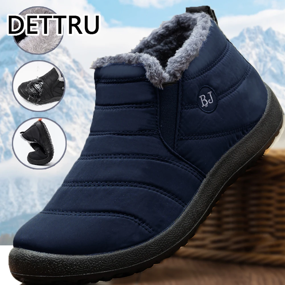 Men Boots Waterproof Winter Boots Lightweight Snow Boots Warm Fur Men Shoes  Plus Size 47 Unisex Ankle Boots Slip on Casual Shoes | АлиЭкспресс