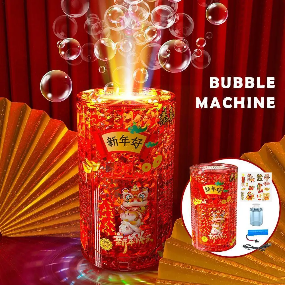 

21-hole Firework Electric Bubble Blower Automatic Bubble Maker Toys With Colorful Light For Outdoor Activities Festival F4X2