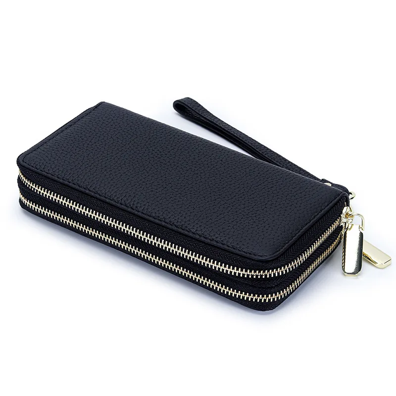 Women Long Wallet Luxury Fashion Genuine Leather Ladies Clutch Large Purse Card Holder Female Money Bag Zipper Coin Phone Pocket