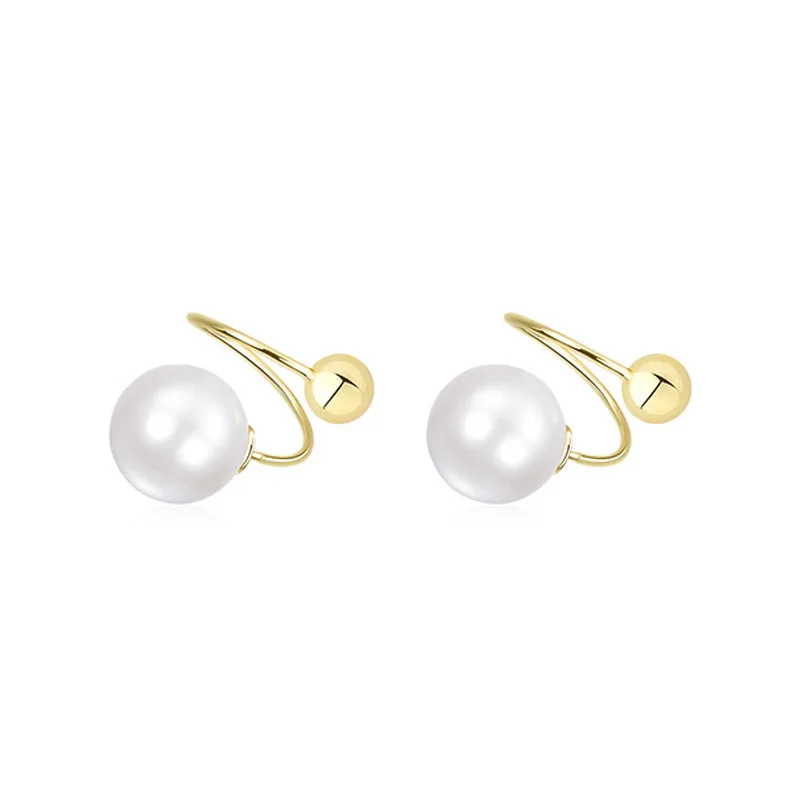 

Fashion Jewelry 2022 925 Sterling Silver Twisted 18K Gold Plated Pearl Earrings Women Stud Earring Drop